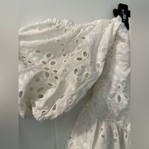 White eyelet off the shoulder Express top